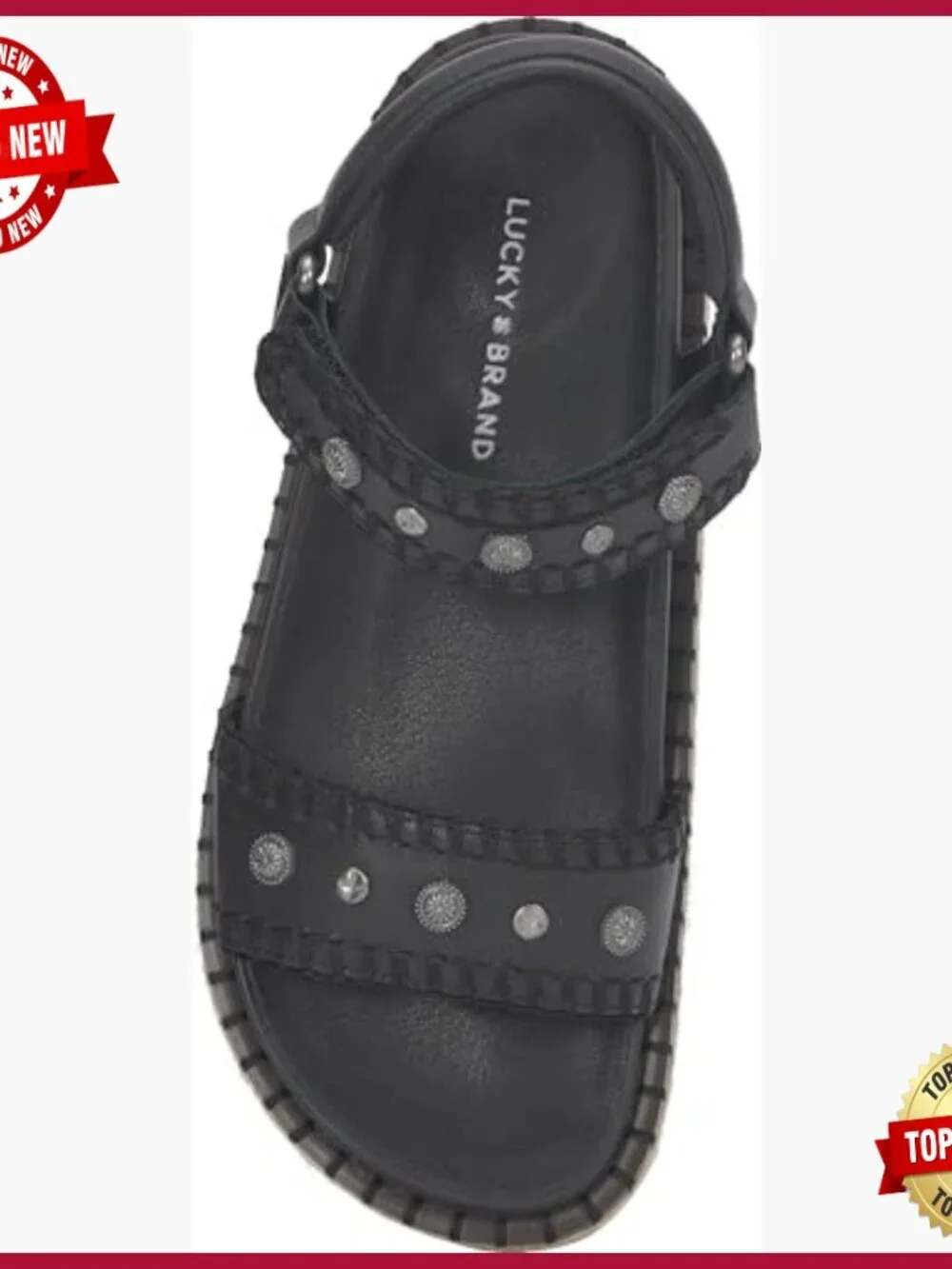 Leather footbed platform sandals with studded straps